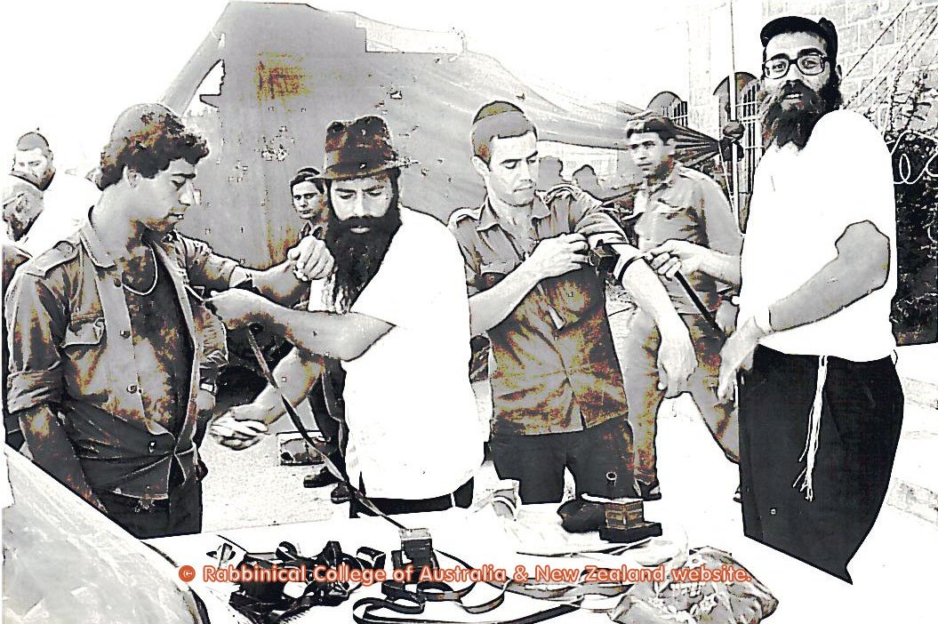 Putting Tefillin on IDF soldiers during the Lebanon war.